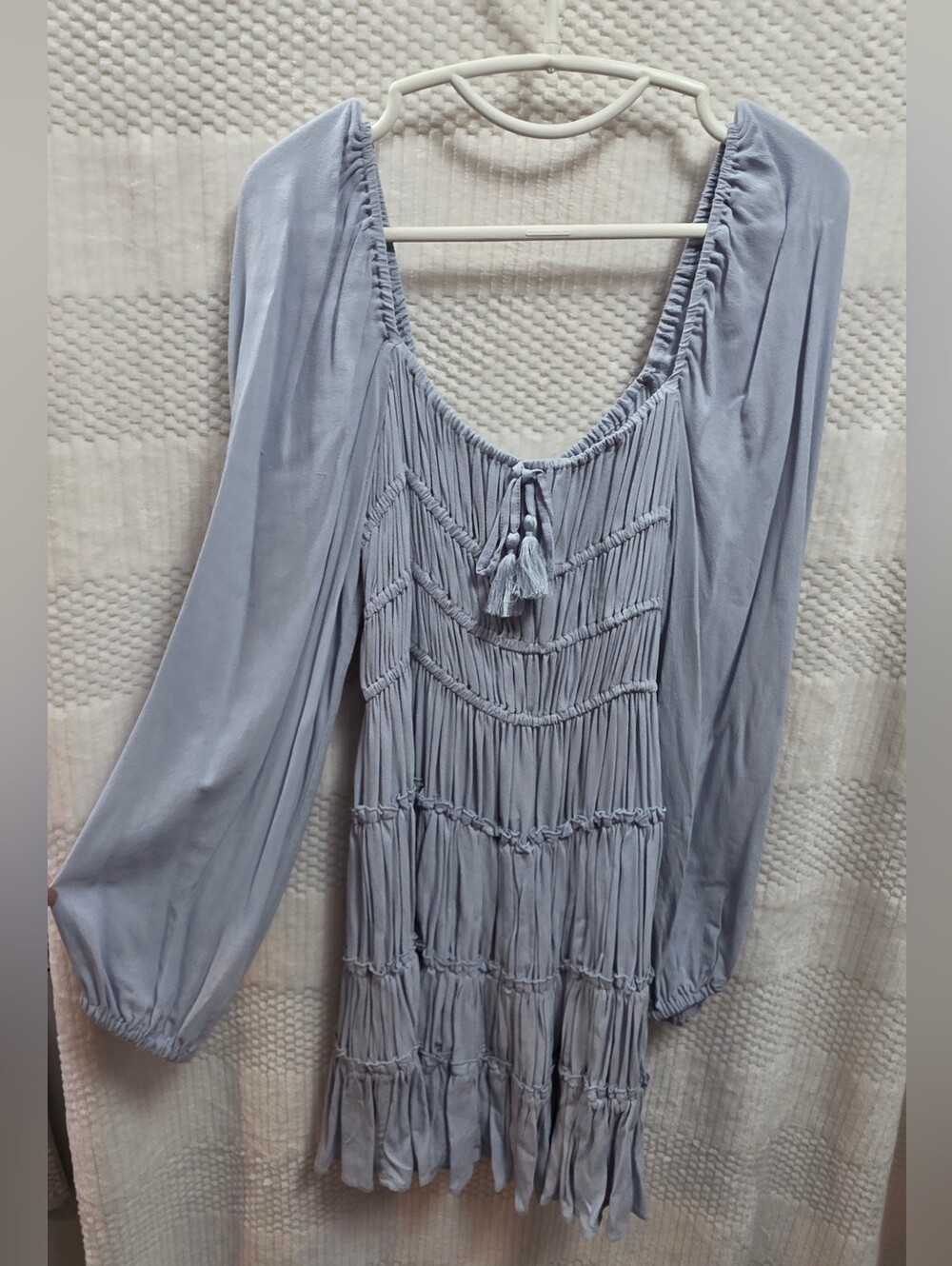 Chelsea & Violet Smocked Balloon Sleeve Tiered Mini Dress